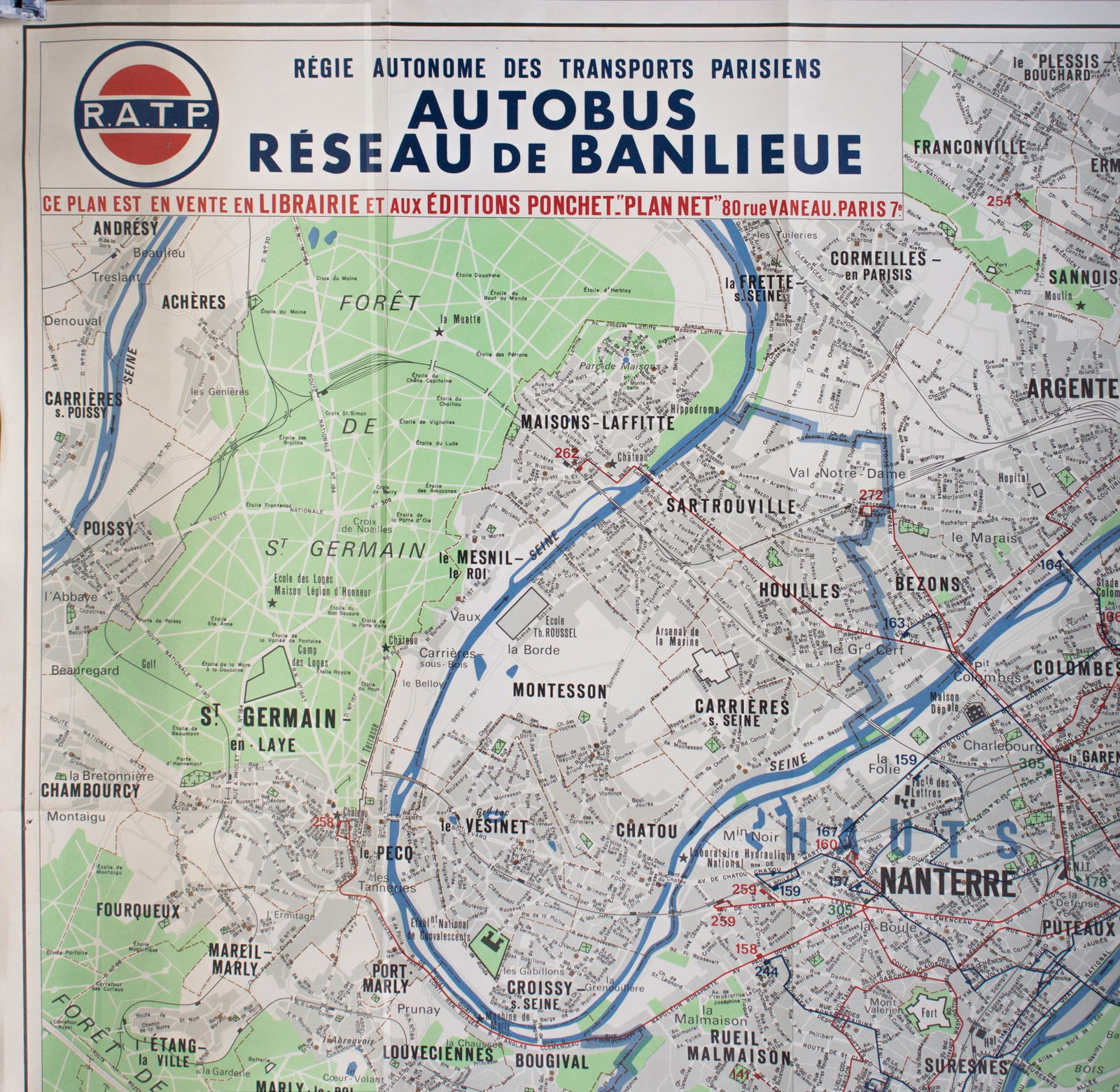 Large Paris bus stop RATP including surrounding suburb 1963 Tarride - 3