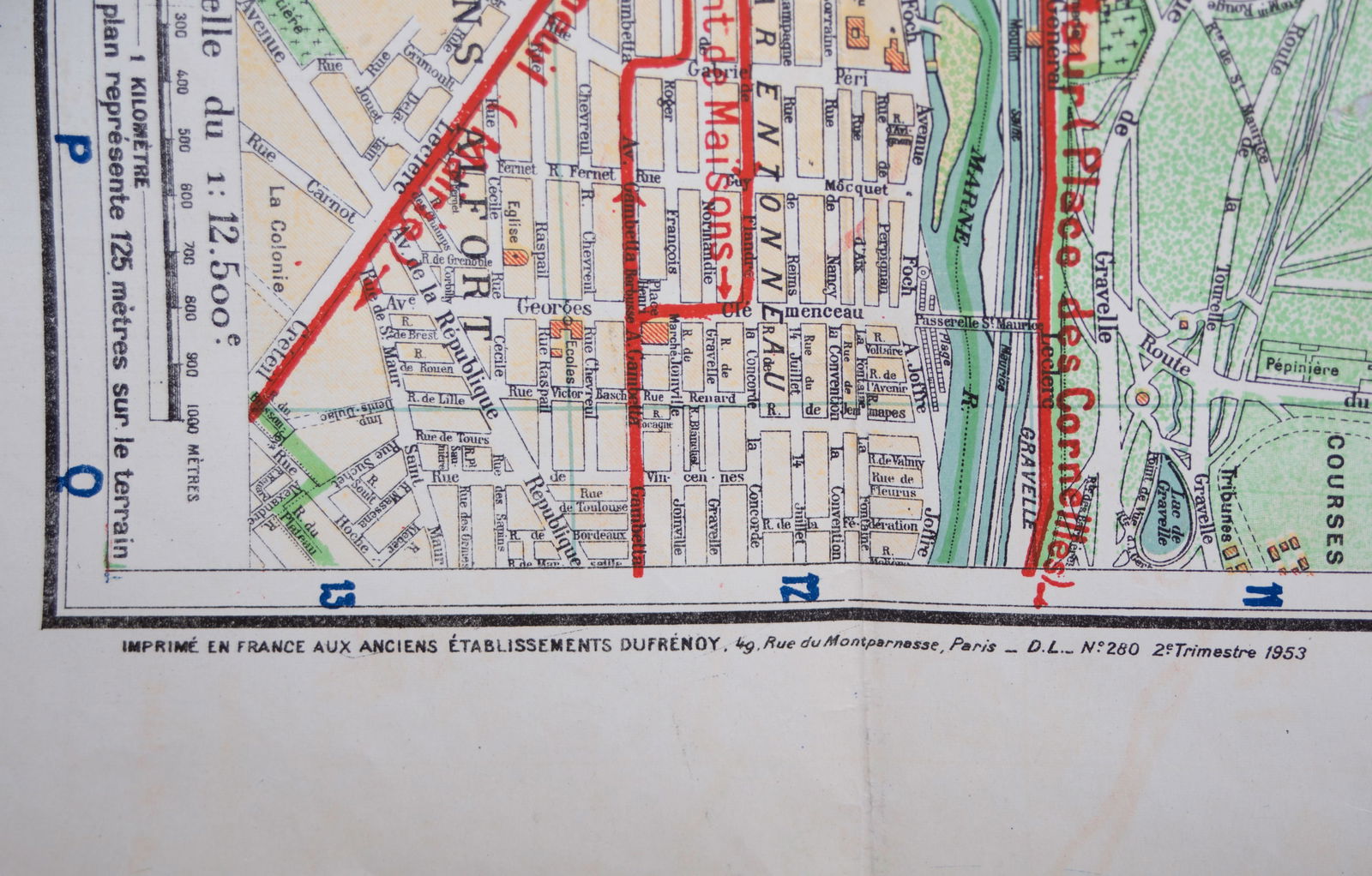 Large Paris subway map with numbered lines 1953 Tarride - 4