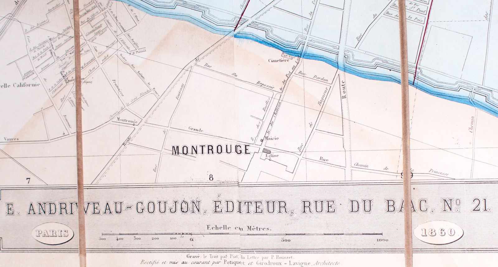 1860 Andriveau Goujon Folding Wall Map of Paris, France - 5