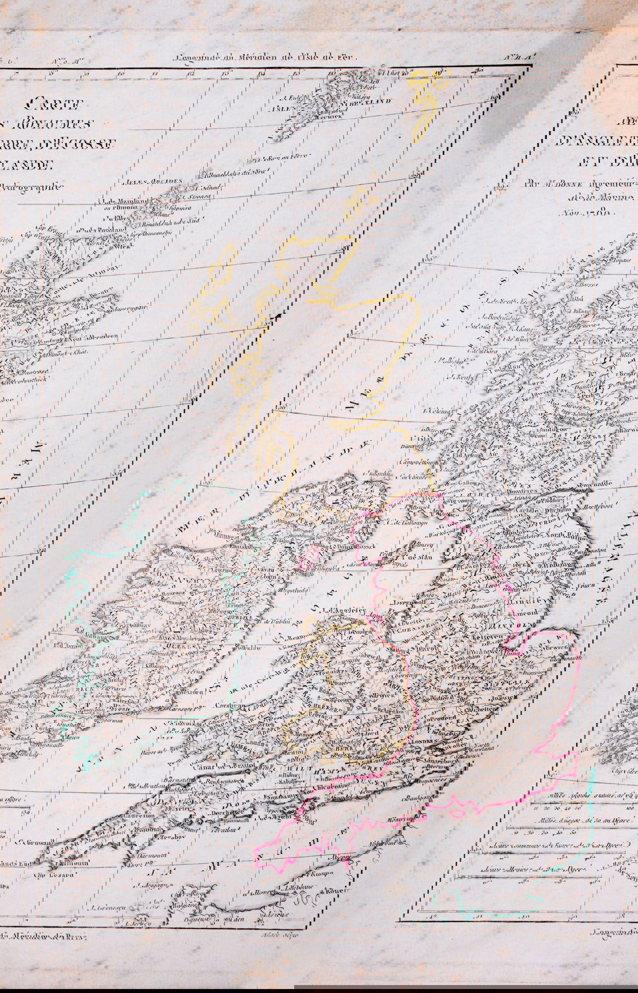 French map of the United Kingdom published by Bonne 1780: Title: French map of the United Kingdom published by Bonne 1780 Description: Rigobert Bonne (6 October 1727 – 2 September 1794) work represents an important step in the evolution of the