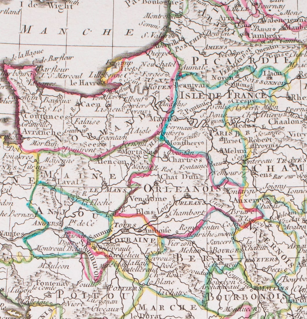 French map of France published by Bonne 1779 - 3