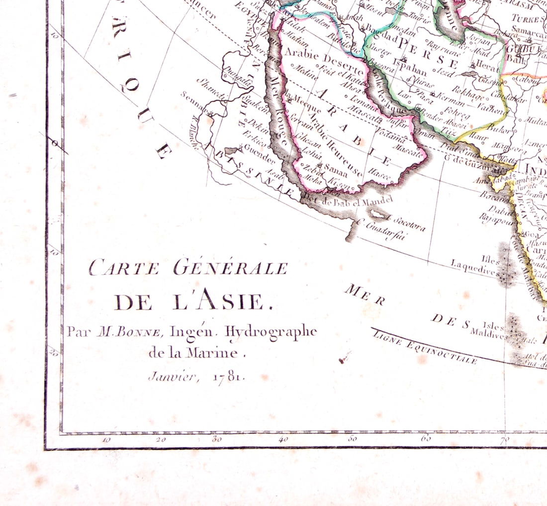 French map of Asia published by Bonne 1781 - 2