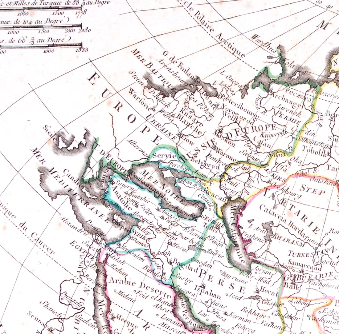 French map of Asia published by Bonne 1781 - 3