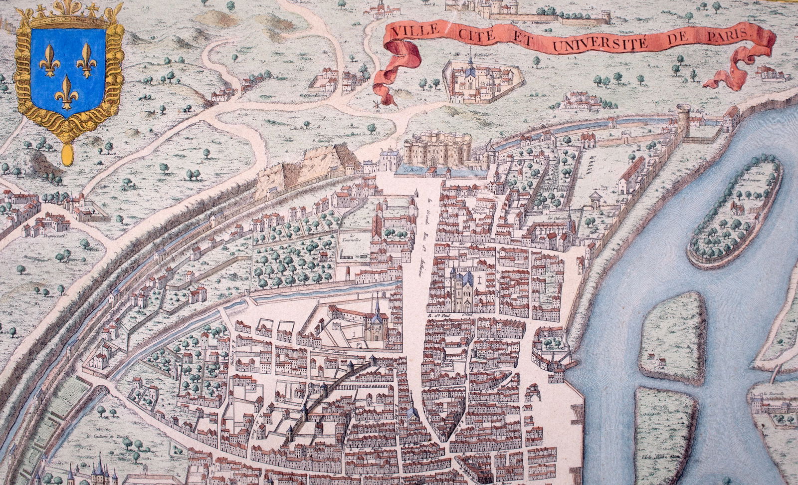 Engraving of Guillaume DHEULLAND Plan de la Ville de Paris 1756 - 2