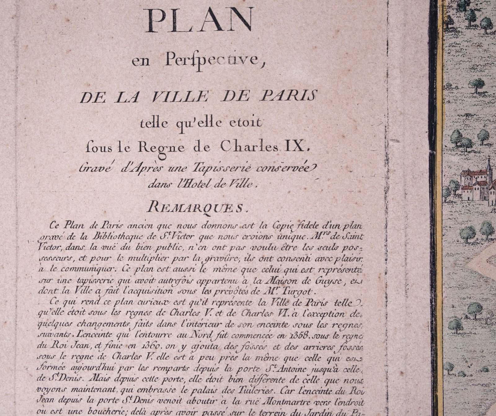 Engraving of Guillaume DHEULLAND Plan de la Ville de Paris 1756 - 3