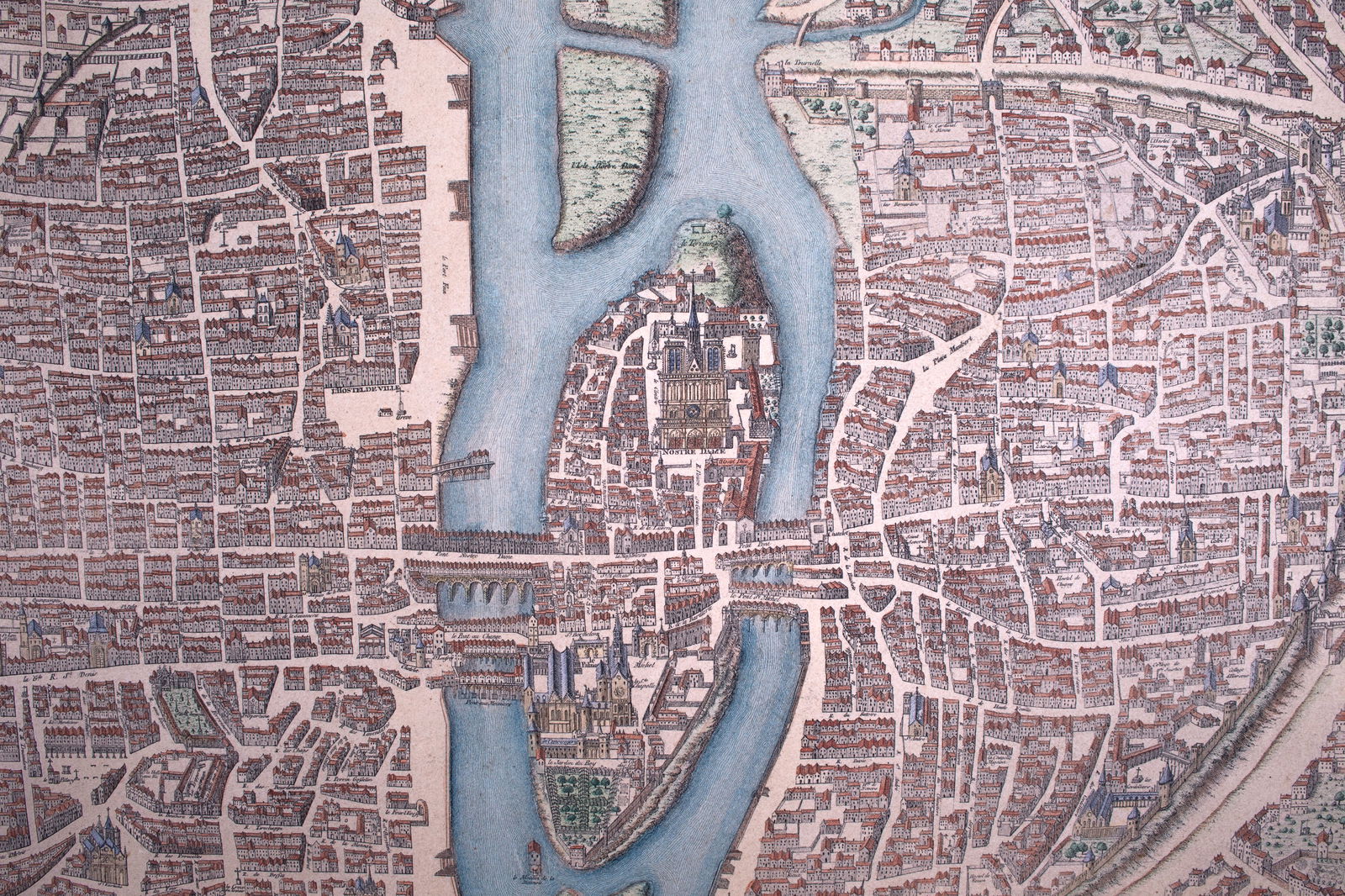 Engraving of Guillaume DHEULLAND Plan de la Ville de Paris 1756 - 5