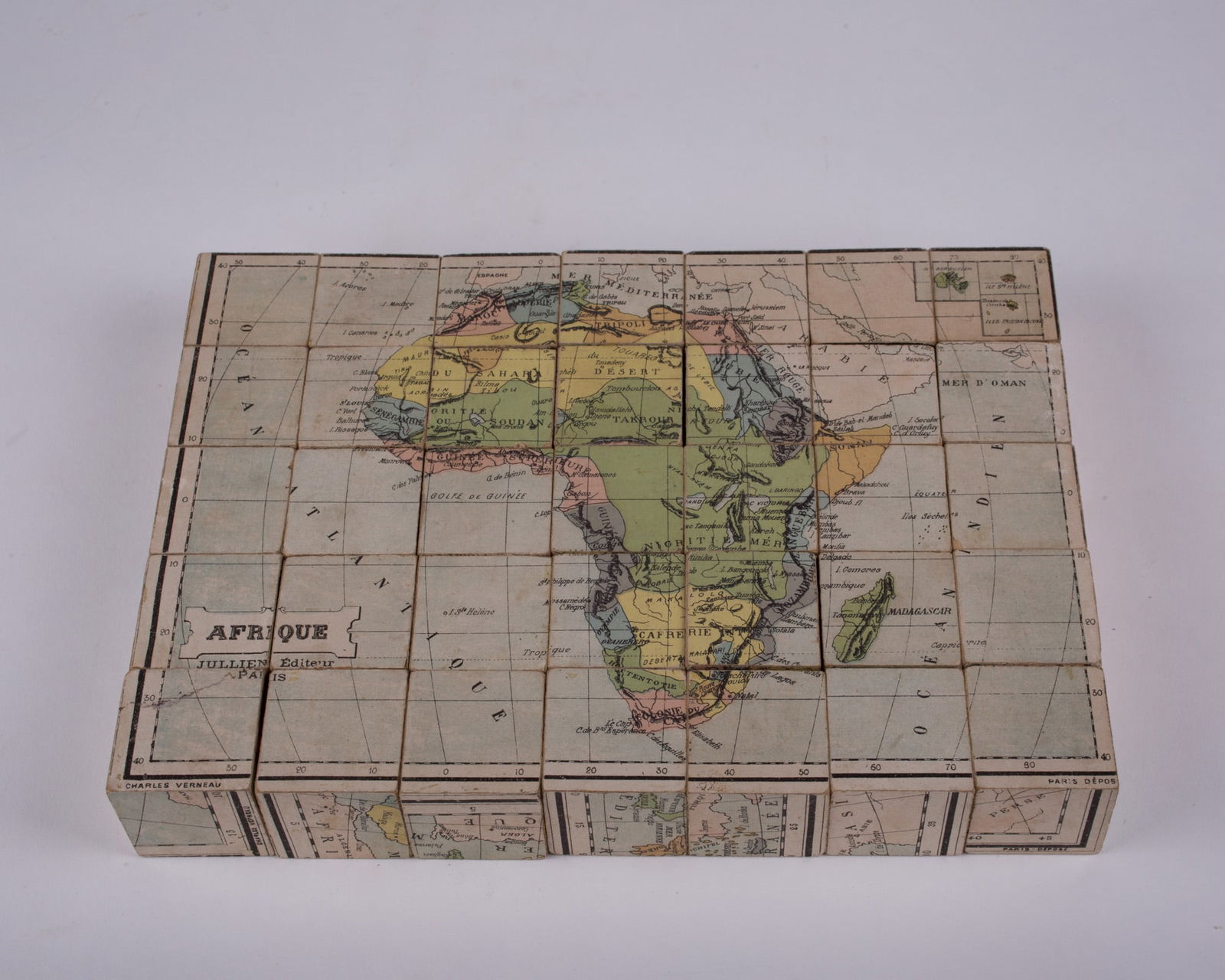 French wood Cubes Geographies J.L. JULLIEN / DU VAL et L. 19th - 3