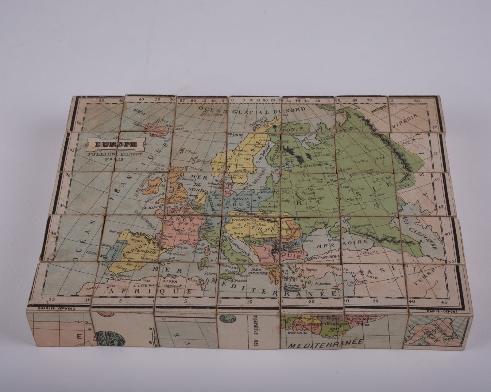 French wood Cubes Geographies J.L. JULLIEN / DU VAL et L. 19th - 4