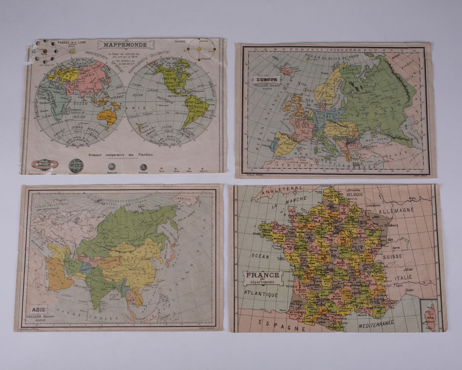 French wood Cubes Geographies J.L. JULLIEN / DU VAL et L. 19th - 6