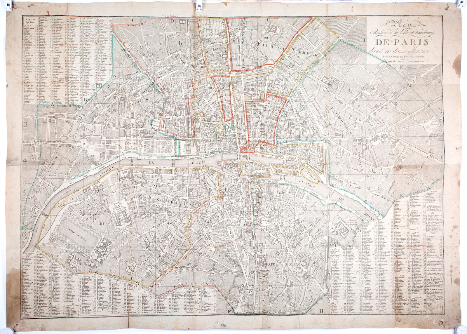 1825 large French map of Paris plan routier de la Ville et faubourg Herisson: Title: 1825 large French map of Paris plan routier de la Ville et faubourg Herisson Description: Large engraving of Paris and its surrounding area dated 1825 , cooper engraving in the manner of the