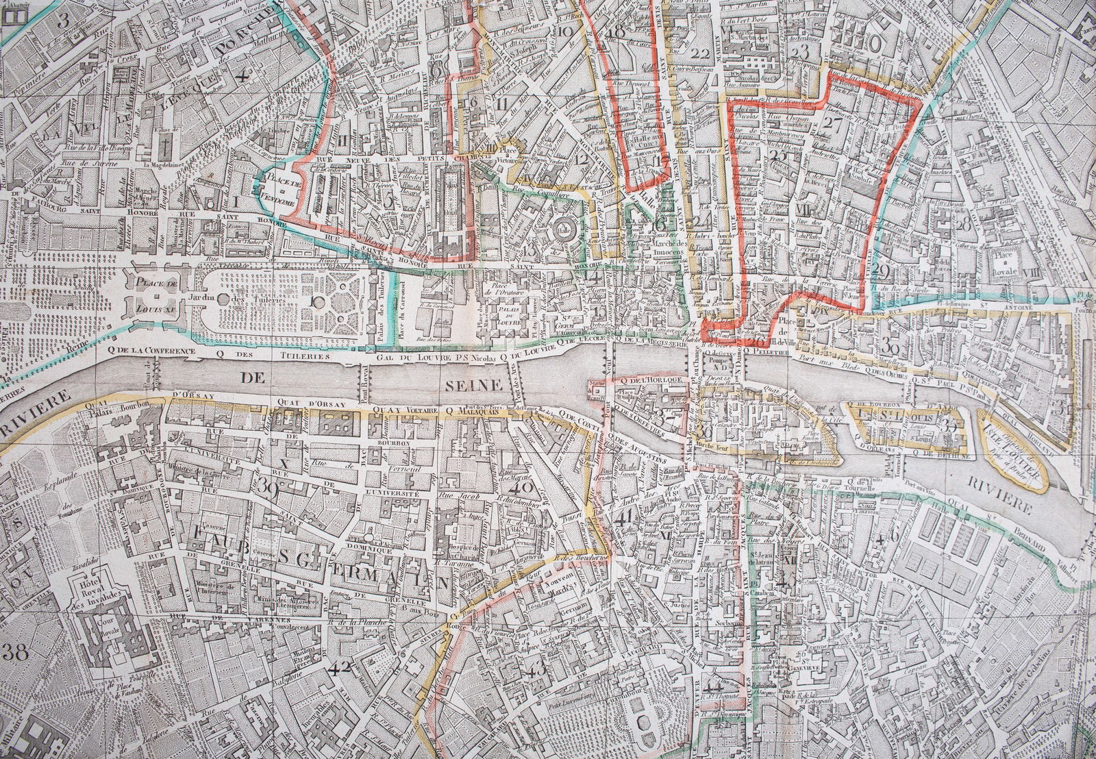 1825 large French map of Paris plan routier de la Ville et faubourg Herisson - 5