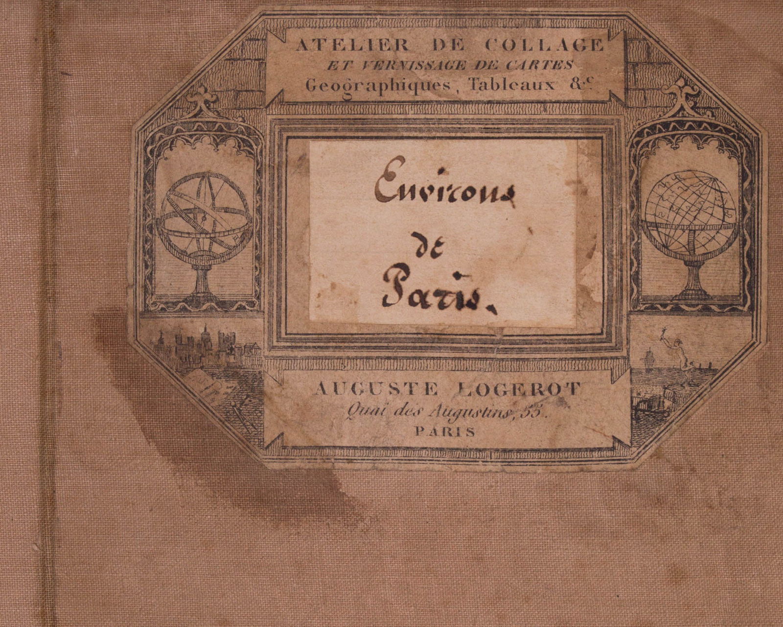 French map Logerot Environ de Paris 1861 on linen - 5