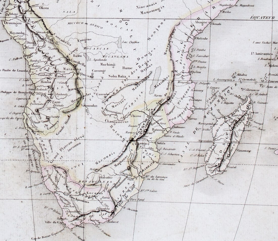 Antique French Engraving Felix Delamarche map of Africa 1838 - 2