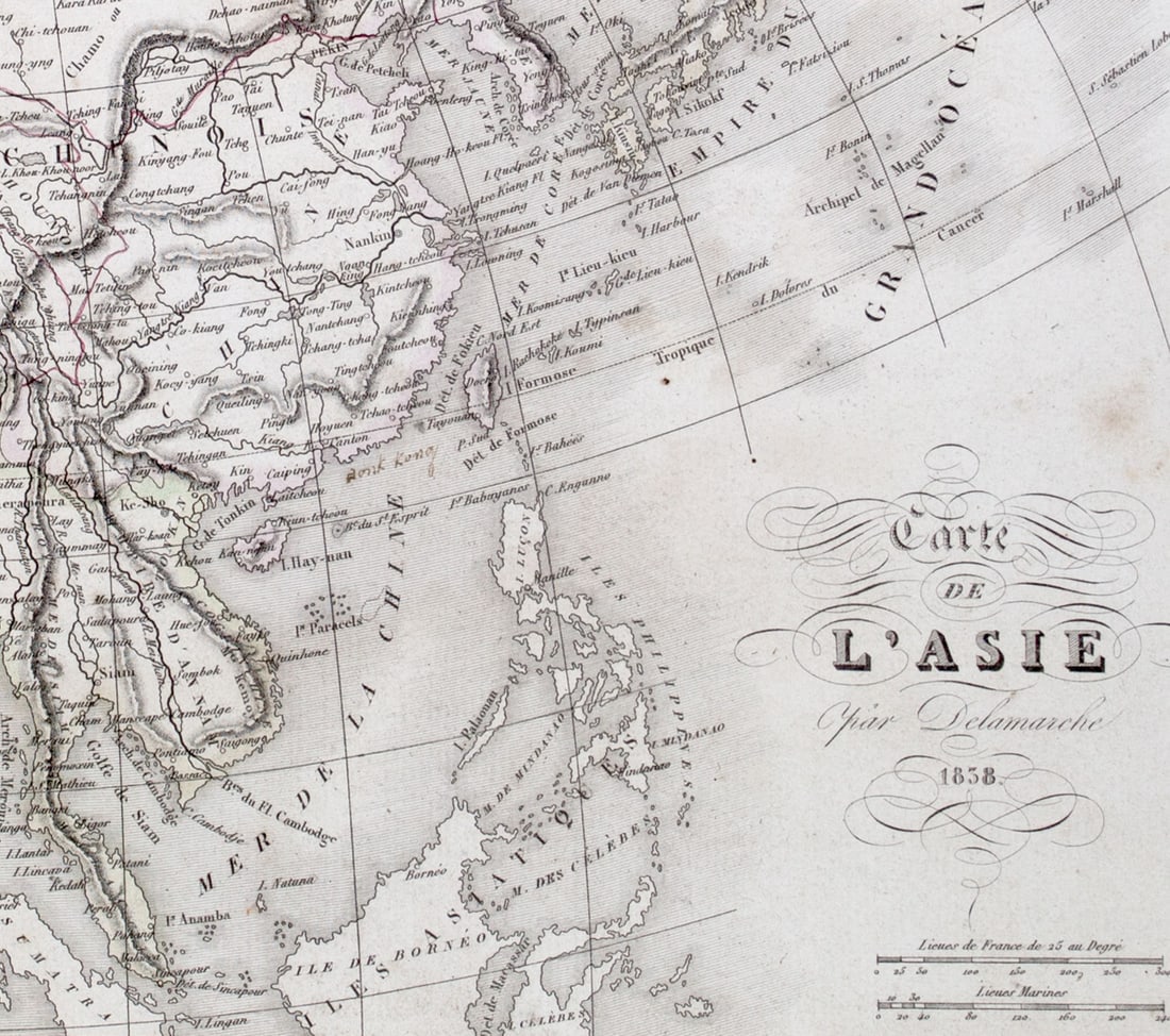 Antique French engraving Felix Delamarche Vaugondy Asia map 1838 - 2