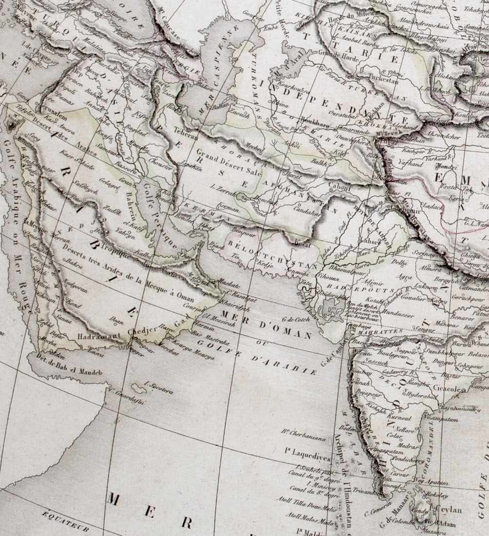 Antique French engraving Felix Delamarche Vaugondy Asia map 1838 - 3