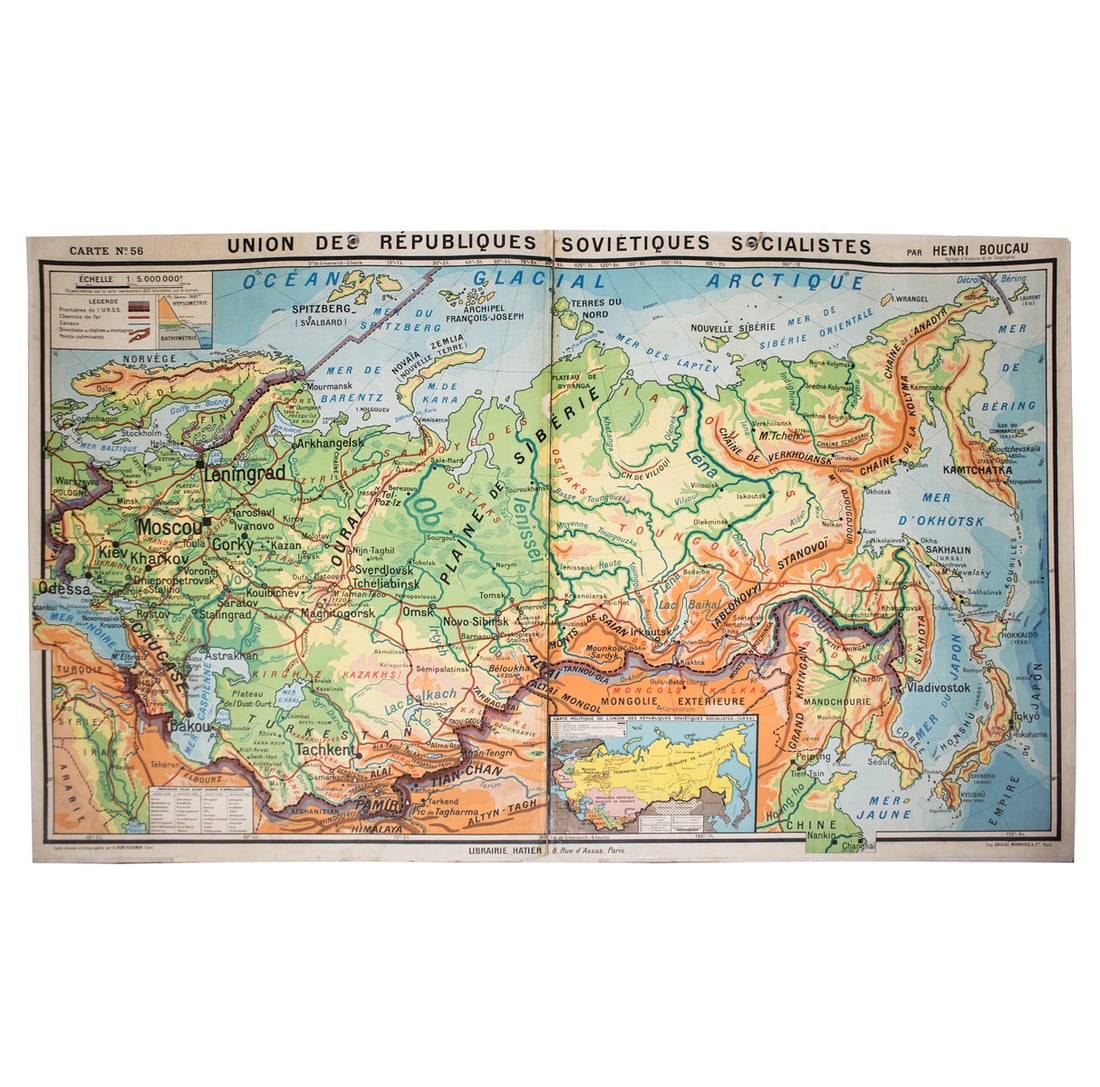 Large French map of the USSR /URSS 1970 school aid Soviet Union - 5