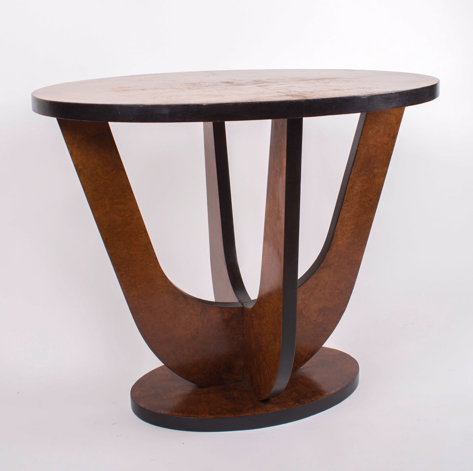 FRENCH ART DECO SIDE TABLE ovale LELEU STYLE - 3