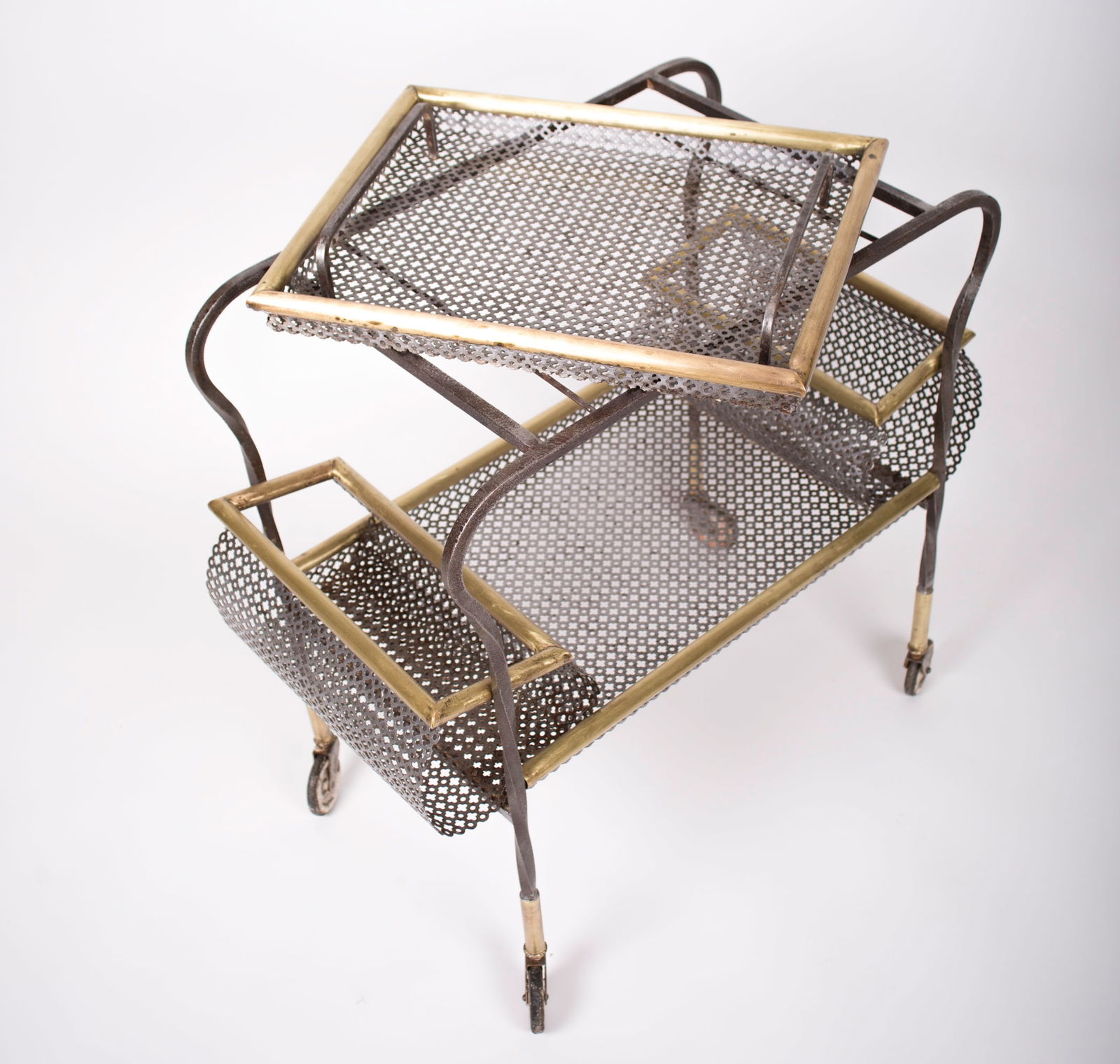 FRENCH MODERNIST trolley MATEGOT Mid century serving table r - 4