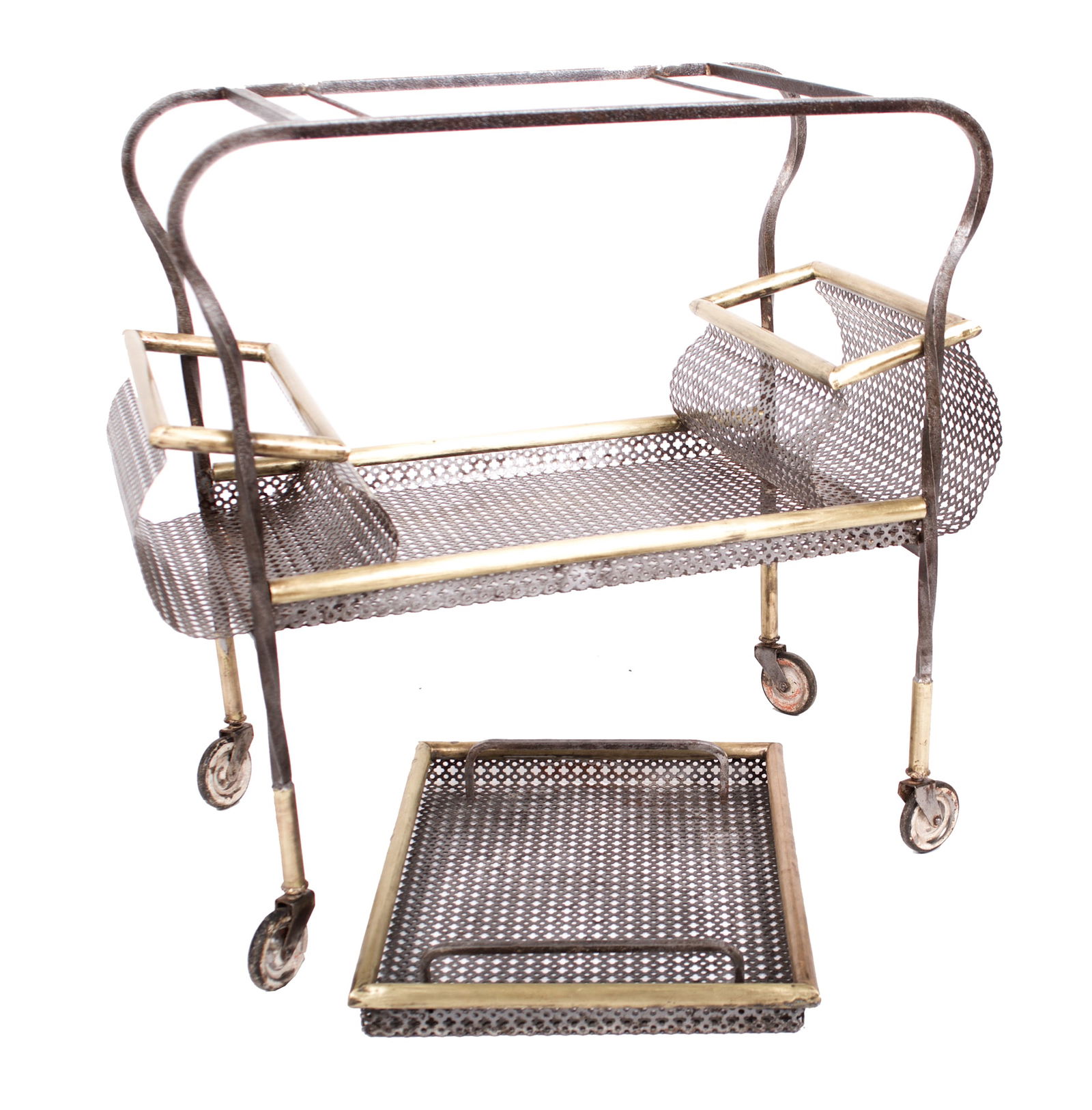 FRENCH MODERNIST trolley MATEGOT Mid century serving table r - 6