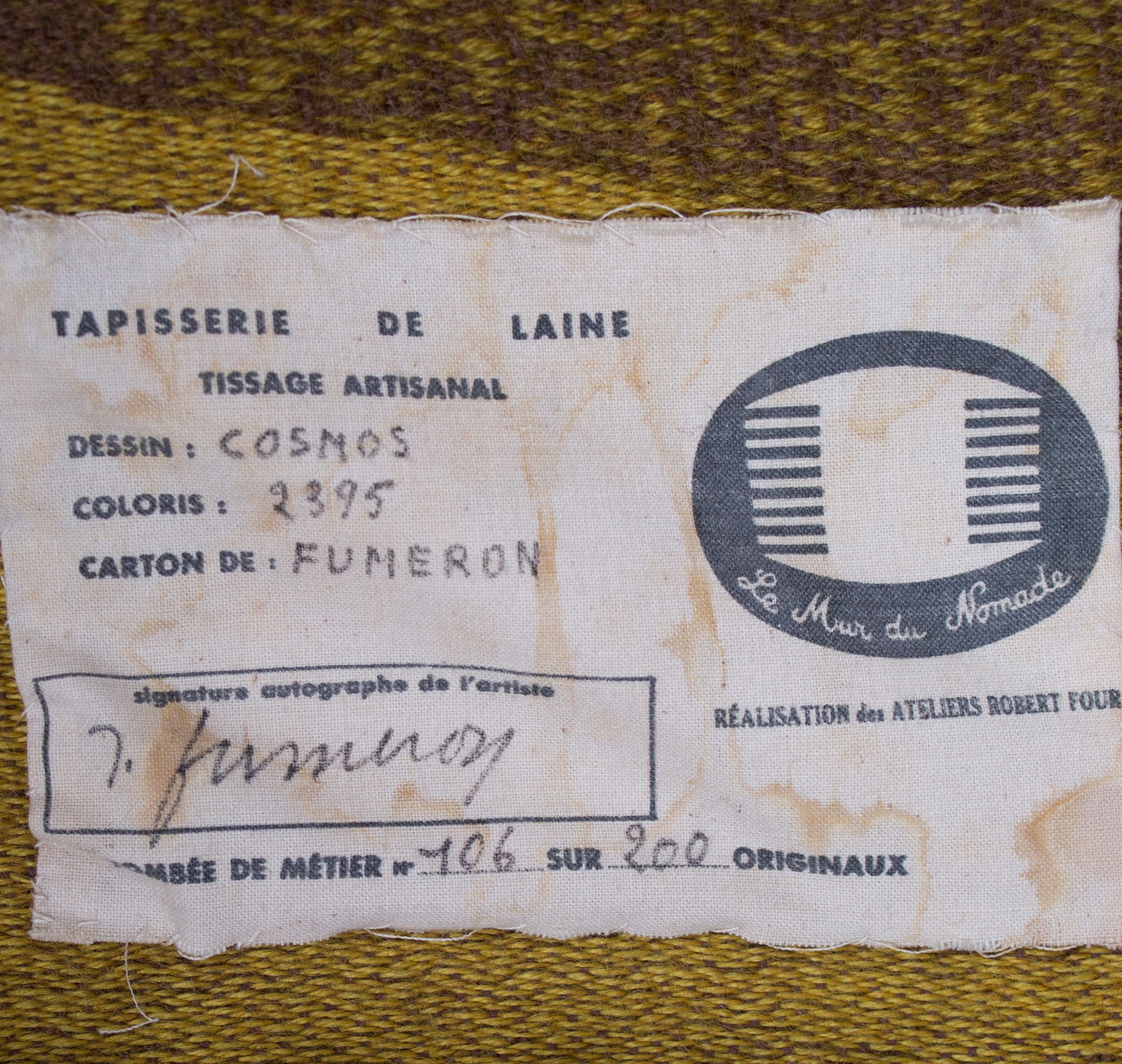 Fumeron Cosmos tapestry Jacquard wool fabric Aubusson Robert Four - 4