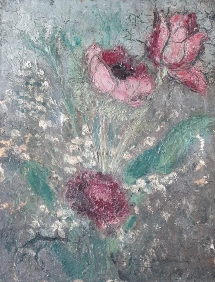 Antique Painting Original Flowers, Floral, Still Life, Poppy, Roses signed: Title: Antique Painting Original Flowers, Floral, Still Life, Poppy, Roses signed Description: Oil on canvas 40 x 30.5 cm signed Reserve: $300.00 Shipping:Domestic: Flat-rate of $35.00 to anywhere