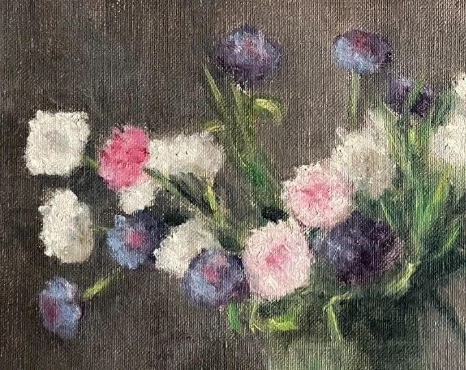 Pintura Antigua Original Floral, Flores, Rosas, Bodegón, Bebidas - 3