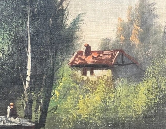 19th century Fisherman, Landscape Antique Oil Painting Original signed - 5