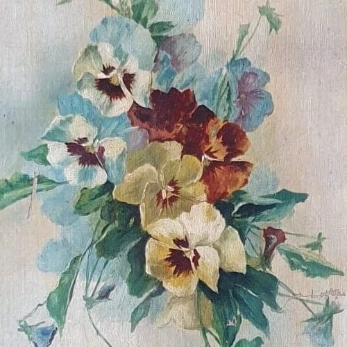 Antique Painting Original Flowers, Floral, Still Life, signed 1902 - 3