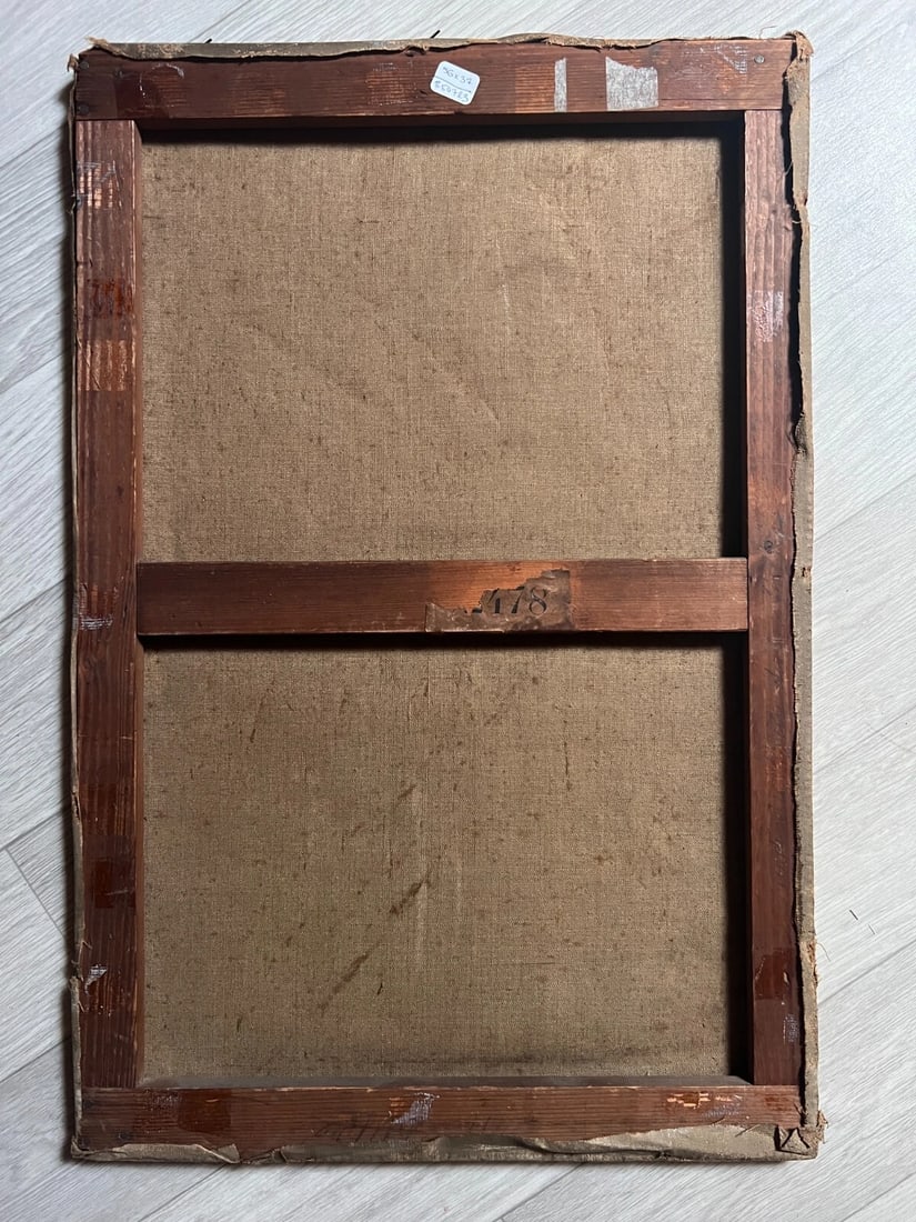 Antique Painting Original Landscape, Architecture, Sunset, Trees signed - 8