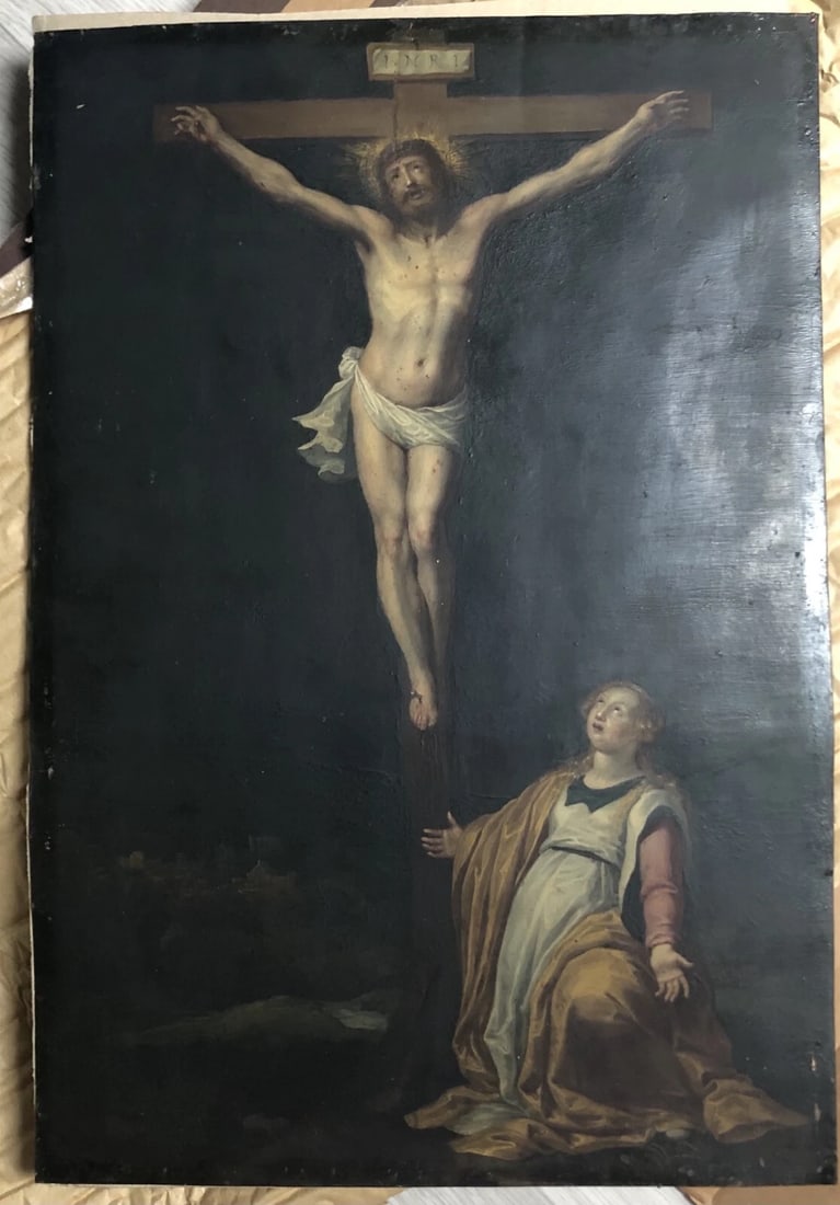 17th century The Christ & Mary Magdalene -Antique Oil Painting Original c. 1630 - 2