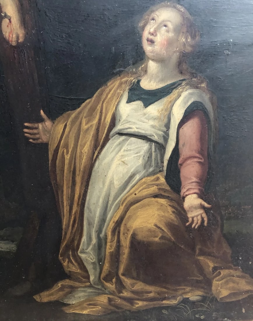17th century The Christ & Mary Magdalene -Antique Oil Painting Original c. 1630 - 3
