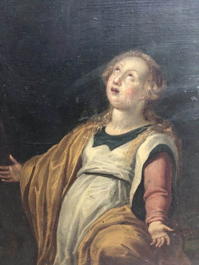 17th century The Christ & Mary Magdalene -Antique Oil Painting Original c. 1630 - 7