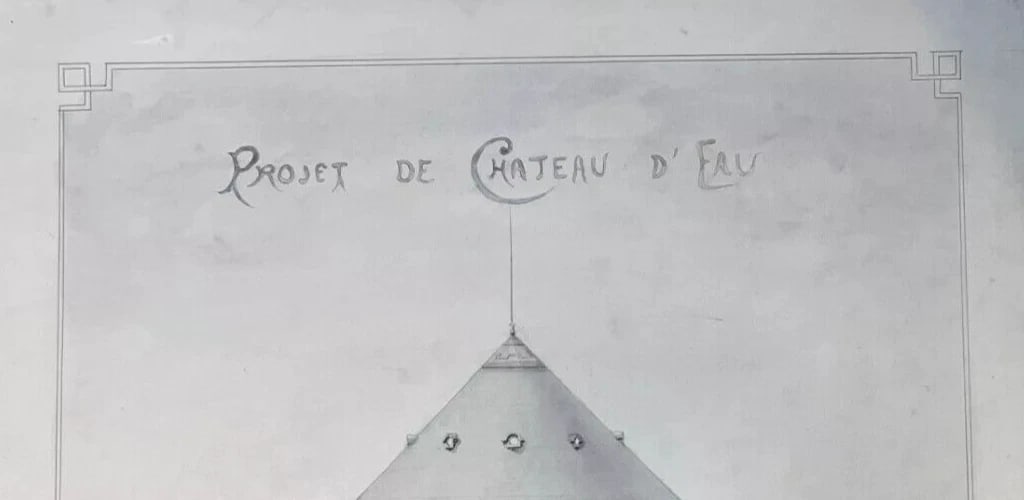 Architecture Building Water Tower Project - Drawing Antique Original - 6