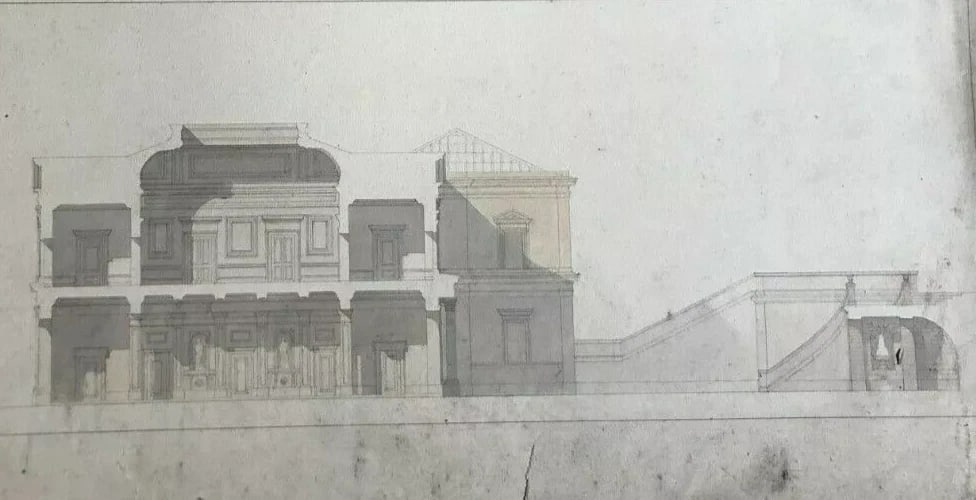 Building, Architecture and Plans - Drawing Antique c. 1848 - 3