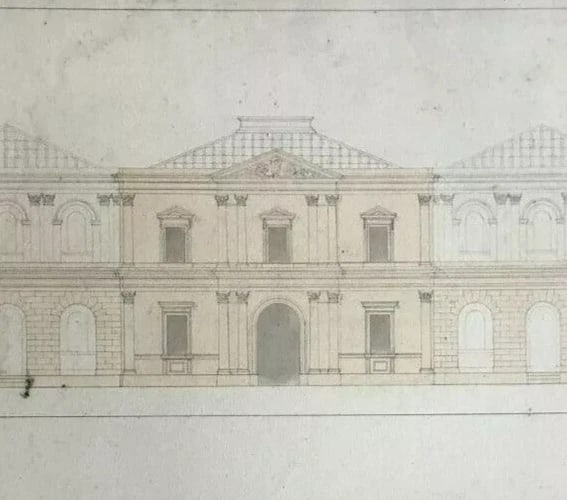 Building, Architecture and Plans - Drawing Antique c. 1848 - 7