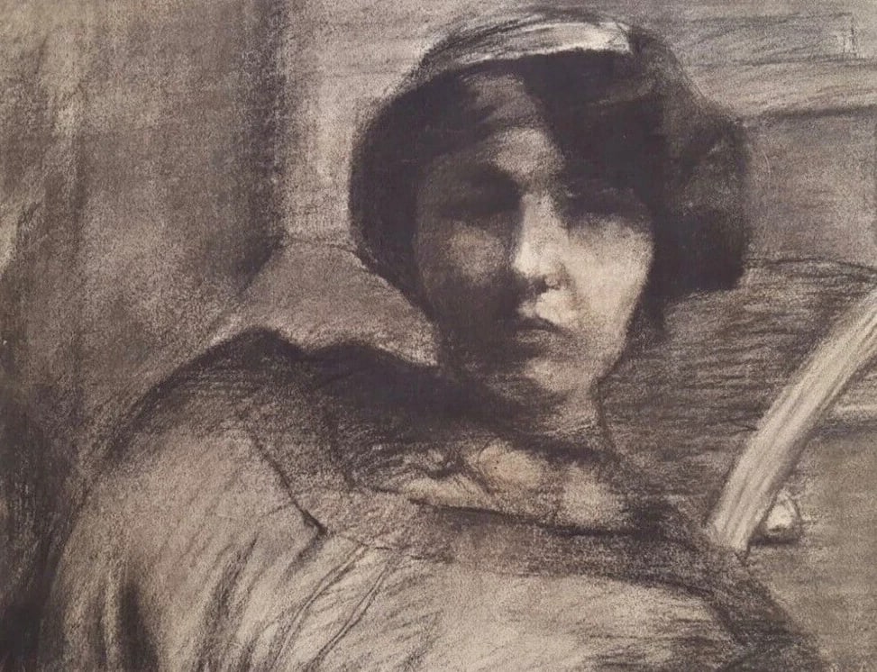 Woman Portrait - Drawing Antique Original Charcoal: Title: Woman Portrait - Drawing Antique Original Charcoal Description: Antique Original Drawing Charcoal Woman Portrait Charcoal paper 63 x 48 cm folds, tears, stains Reserve: $150.00 Shipping: