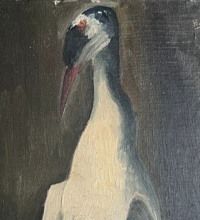 Antique Oil Painting Signed Bird, Still Life - 4