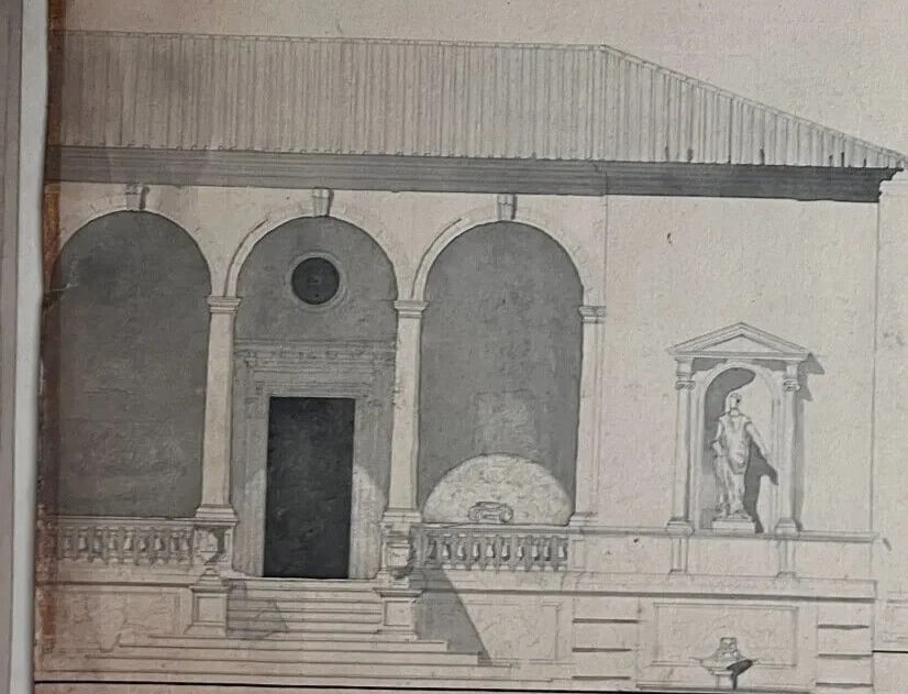 Antique Architecture Drawing Building, Architecture, Plans, Sculpture c. 1848 - 3