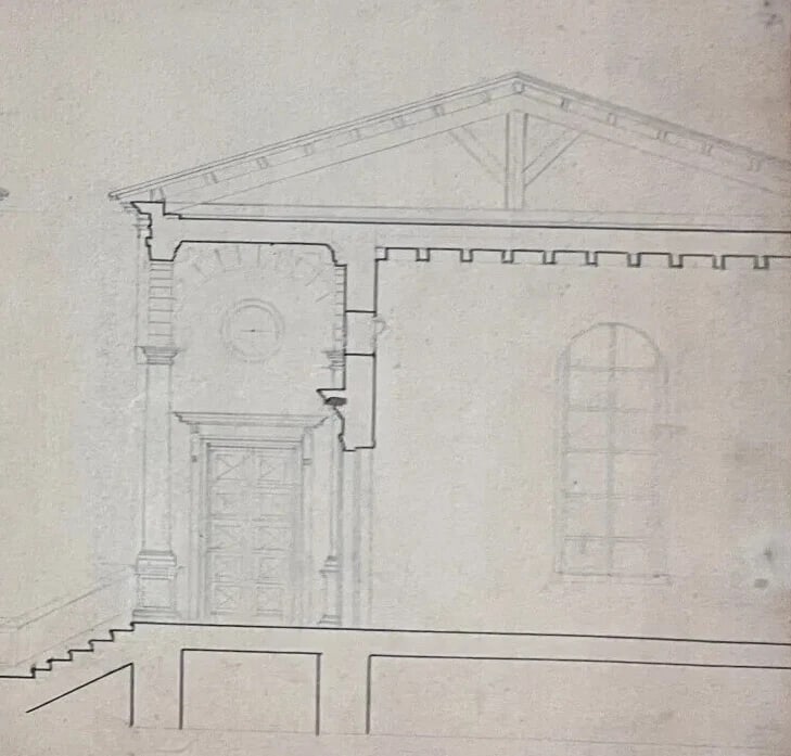 Antique Architecture Drawing Building, Architecture, Plans, Sculpture c. 1848 - 4