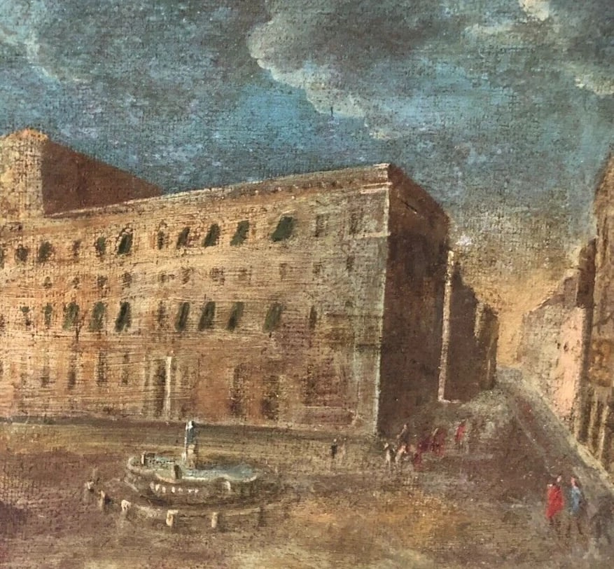 Antique Oil Painting Original 18th century Original Landscape City Italy - 3