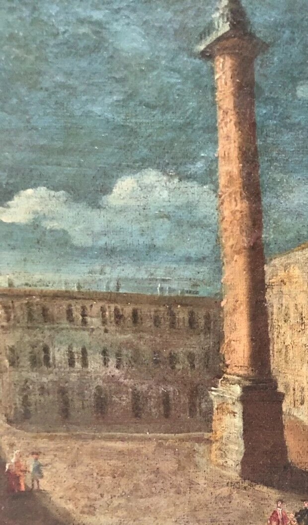 Antique Oil Painting Original 18th century Original Landscape City Italy - 4