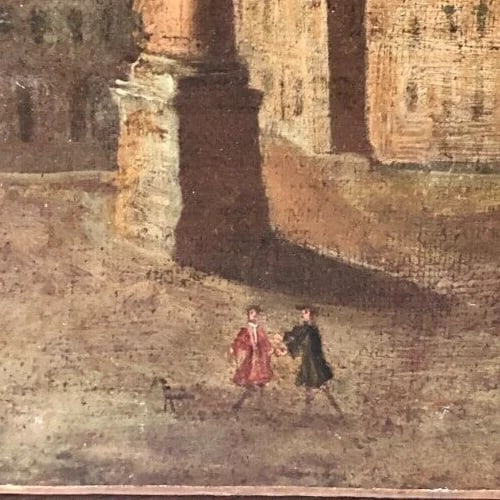 Antique Oil Painting Original 18th century Original Landscape City Italy - 6