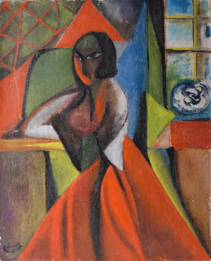 Antique Oil Original Painting Expressionist, Portrait Woman signed: Title: Antique Oil Original Painting Expressionist, Portrait Woman signed Description: Antique Oil Painting Expressionist, Portrait Woman signed Oil on canvas 73 x 59 cm Reserve: $600.00 Shipping: Dom