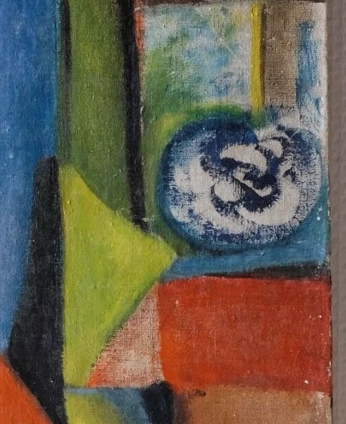 Antique Oil Original Painting Expressionist, Portrait Woman signed - 4