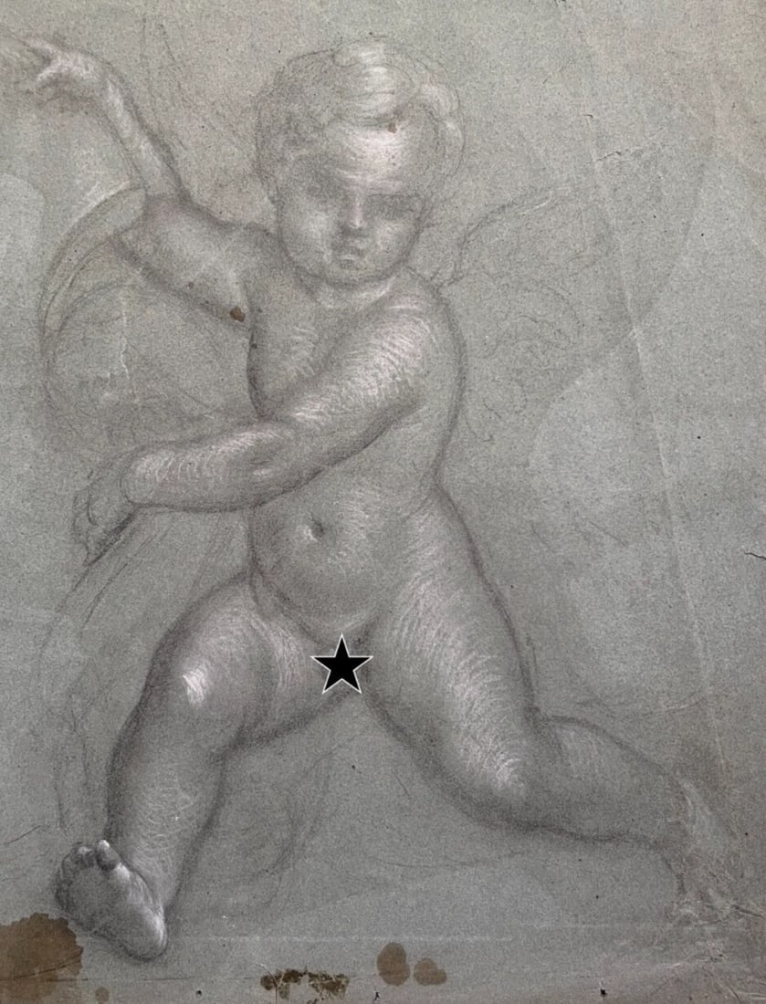 Original Antique Pencil 18th century Drawing Figure Angel Artwork: Title: Original Antique Pencil 18th century Drawing Figure Angel Artwork Description: Original Antique Pencil 18th century Drawing Figure Angel Pencil on paper 50 x 38 cm stains, folds, tears 