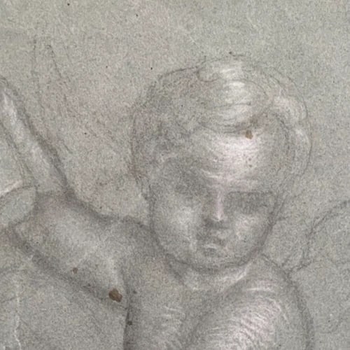 Original Antique Pencil 18th century Drawing Figure Angel Artwork - 3