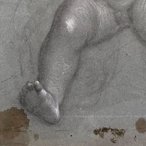 Original Antique Pencil 18th century Drawing Figure Angel Artwork - 4