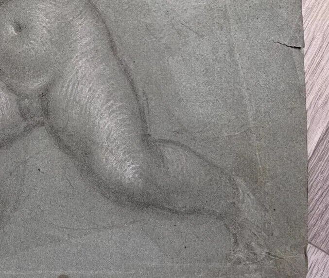 Original Antique Pencil 18th century Drawing Figure Angel Artwork - 6