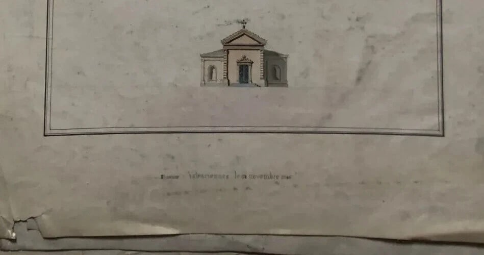 Antique Original Old Architecture 19th century Drawing Buildings and Plans - 7