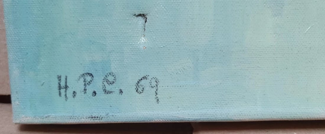 Vintage Oil Painting signed Blue Mountain Landscape Modern - 2